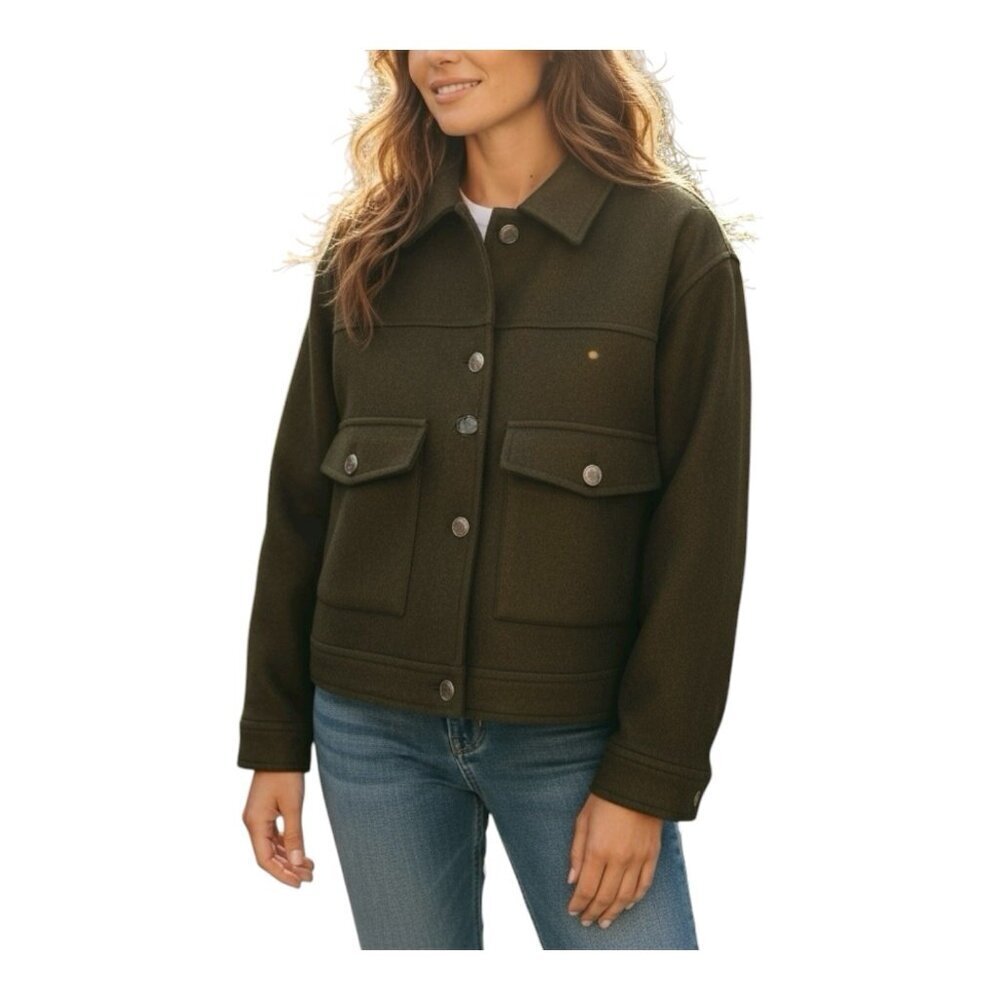 Eden Society Green Utility Jacket Coat XL Mid Weight Flap Pockets Button Up NWT